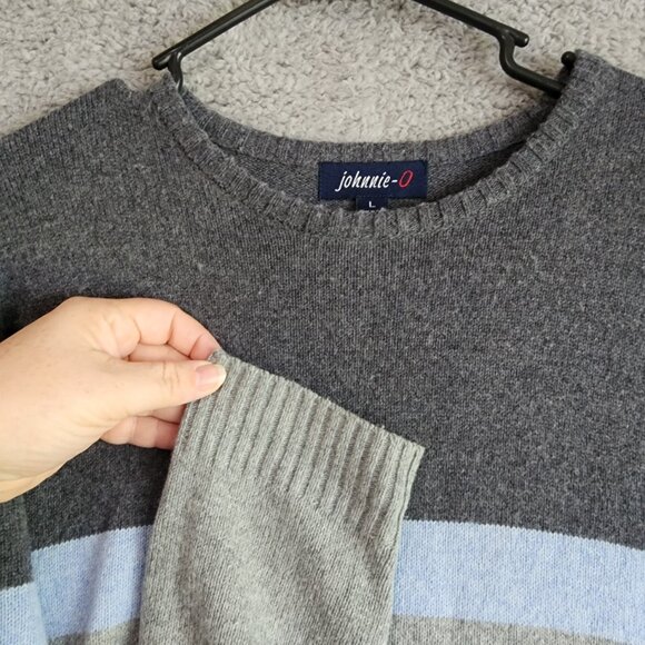 Johnnie-o Mens Sweater Large Gray Wool Blend Long Sleeve Pull Over - Picture 4 of 9